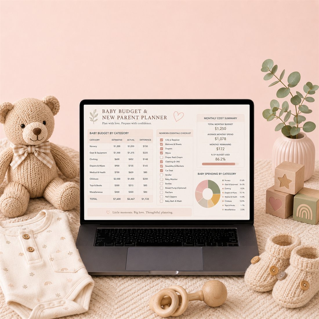 Baby Budget & New Parent Planner spreadsheet template preview