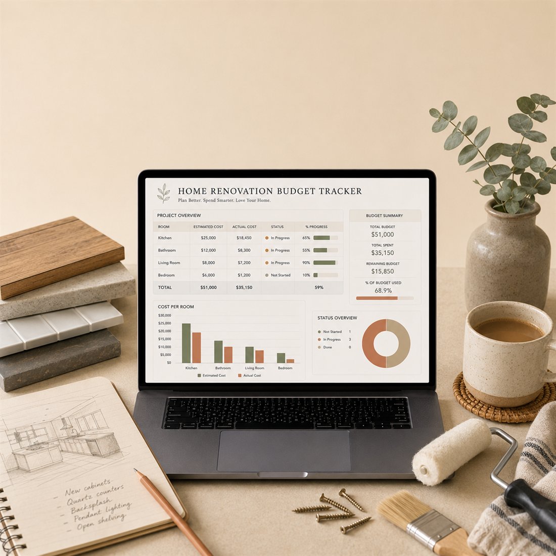Home Renovation Budget spreadsheet template preview