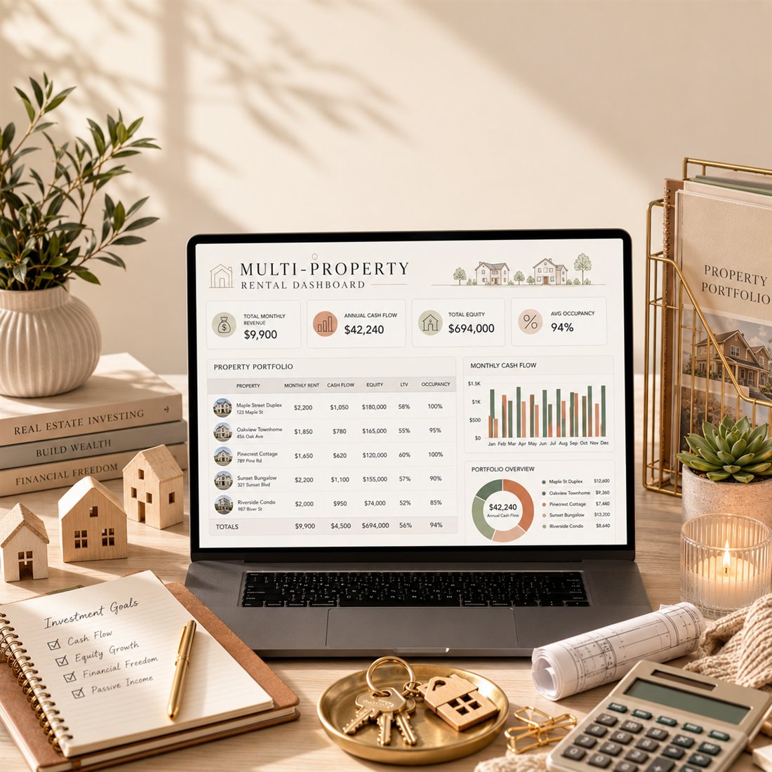 Multi-Property Dashboard spreadsheet template preview