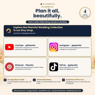 Plannful, plan it all, beautifully, with YouTube, Instagram, Pinterest and TikTok, the 41-page step-by-step Buyer Guide, instant download and hello@plannful.com for questions.